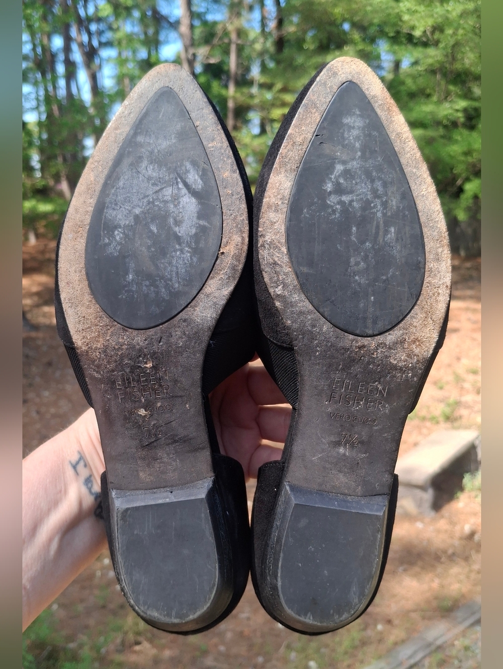 Eileen Fisher Ida Black Suede d'Orsay Pointy Toe Flex Fit Flats Size 7.5 - Picture 7 of 9